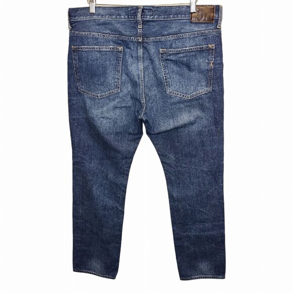 EXPRESS Men's 36x32 Original Slim Fit Distressed Dark Wash Denim Jeans - Picture 7 of 16